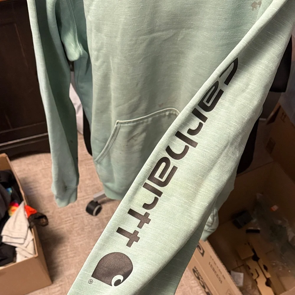 Men's Carhartt Mint Green Hoodie (see wear) - Picture 2 of 5